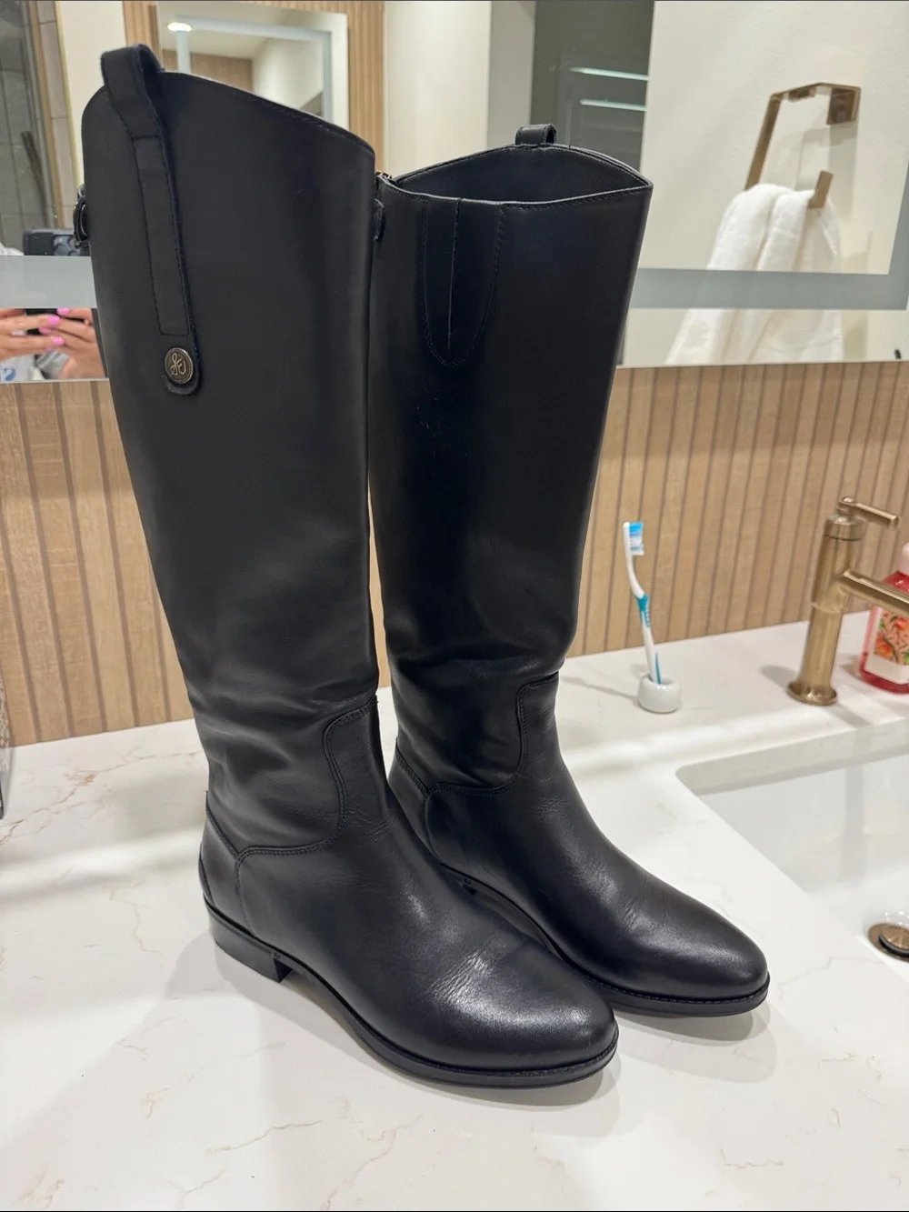 Sam Edelman Black Leather Over-the-Knee Riding Boots - Women
